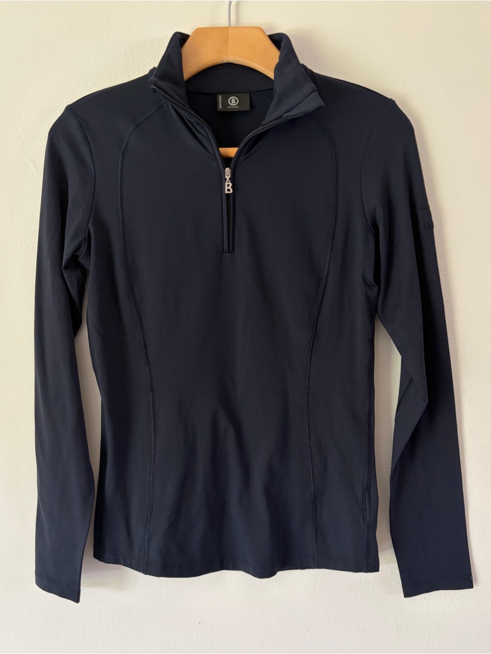 Bogner First Layer Navy Blue ¼ Zip Mock Neck Long Sleeve Top Size Small